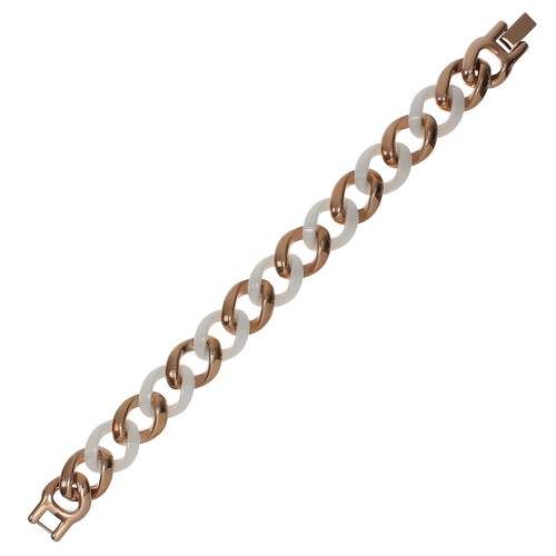 Edelstahl Panzer-Armband rosévergoldet mit Keramik 19 cm lang Stainless Steel - Picture 3 of 5