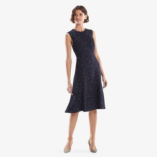 M.M. Lafleur Dress Navy Blue Jack Star Jane A Line Midi Dress Sleeveless Size 8