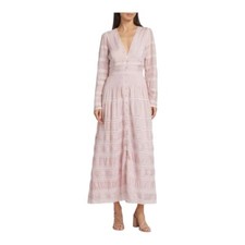 LoveShackFancy Pink Ellitia Lace Long Sleeve Maxi Dress Size 6