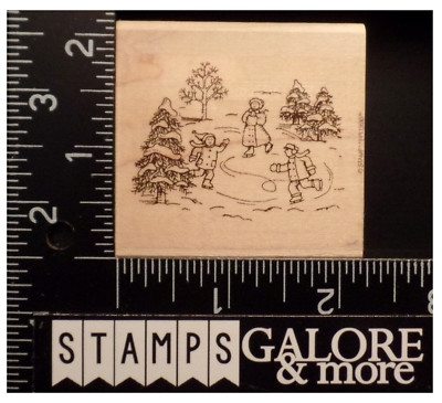 Stampin' Up! RUBBER STAMPS 1996 CHILL OF THE WINTER ICE SKATING TREES SNOW #03