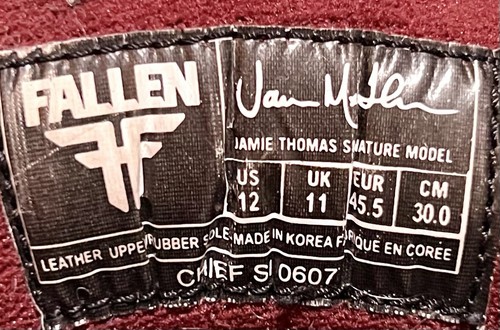 Fallen Footwear / Size 12 / CHIEF / Jamie Thomas / Burgundy / Shoes / SI 0607 - Picture 11 of 11