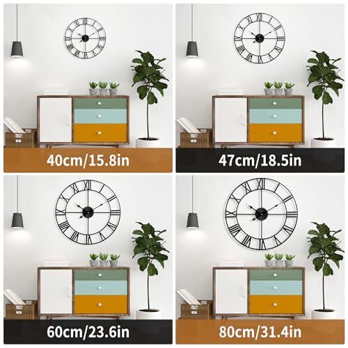 Large Wall Clock for Living Room Decor - 40cm/ 16 40CM Black - Roman Numerals - Bild 6 von 8