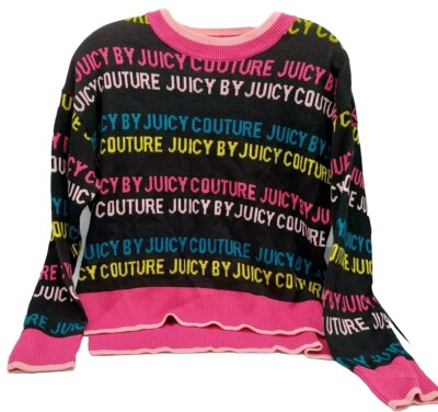 Juicy Couture Spellout Logo Rainbow Colors Sweater Size XS 
