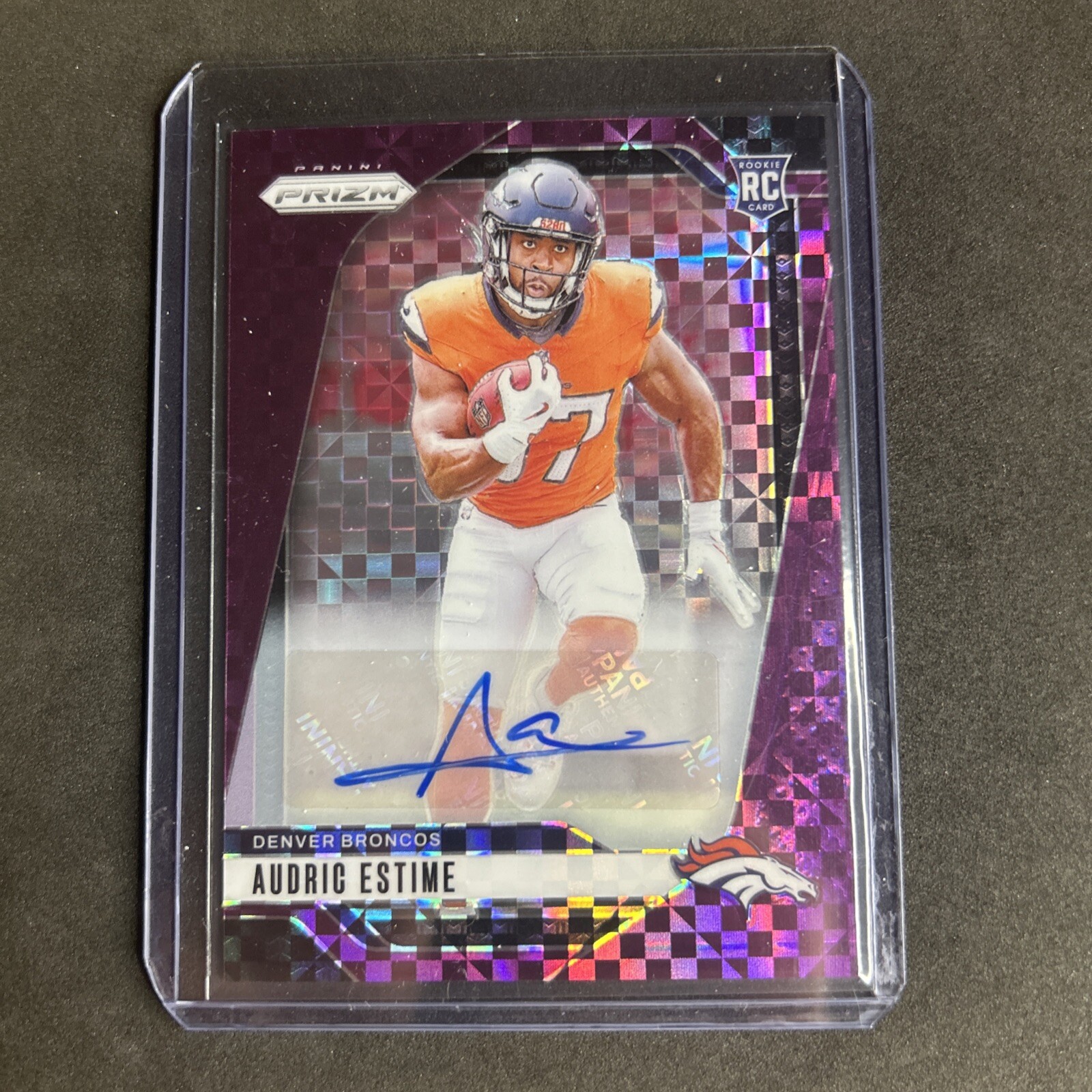 Audric Estime 2024 Prizm PURPLE POWER RC AUTO /49 Broncos