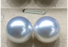 Pair of Huge 12mm natural south sea genuine white round loose pearl undrilled