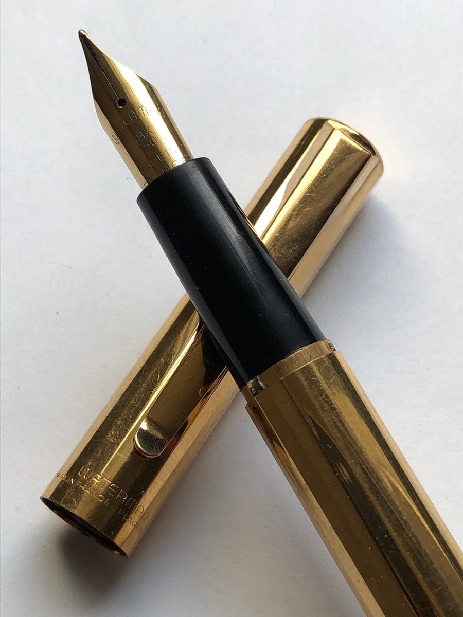 Stylo Plume Waterman Ancien - Plaque Or Et Plume En Or, D'occasion