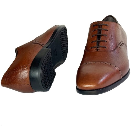 Ferragamo RILEY Leather 10.5 D Cap Toe Gancini Oxford Men's Brown Dress Shoes - Picture 4 of 7