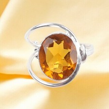 Natural Citrine Gemstone 925 Sterling Silver Ring All Size Anniversary Gift DL