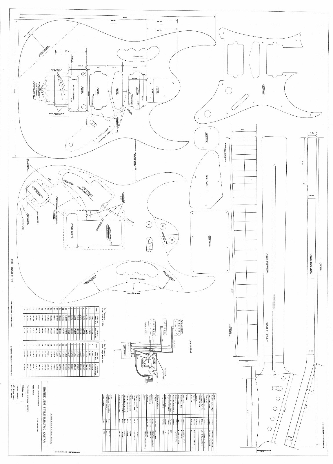 Чертежи электрогитар с размерами