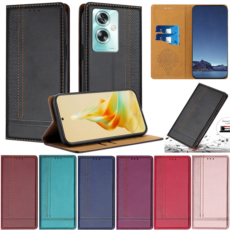 For Oppo A79 A98 A78 A57 A77 A76 Reno 11F Luxury Book Wallet Flip Slim Back Case