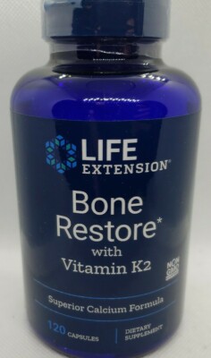 Life Extension Bone Restore w/ Vitamin D3 Vitamin K2 Boron & Zinc, 120 capsules