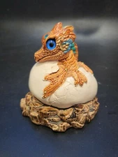 Windstone Editions ~ 1984 ~ Brown Hatching Baby Dragon Figurine ~ Pena ~ 3 1/4"