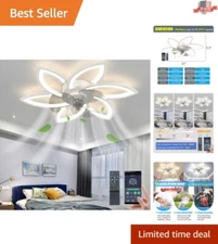 30" Large Size Modern Sleek Ceiling Fan with Lights Remote Control - White