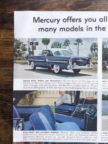 1955 Mercury Custom Series Montclair Monterey PRINT AD Low Price VTG 1950s - Picture 2 of 5