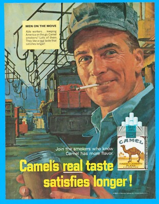Camel Zigarette Eisenbahn Zug Ingenieur 1965 Print Anzeige 60er Jahre Vintage American