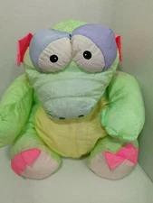 Prestige Toy Nakajima Dragon Nylon Stuffed Plush Vintage 1989 green pink USED