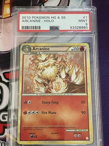 PSA 9 MINT ARCANINE 1/123 HEARTGOLD SOULSILVER BASE SET HOLO POKEMON 2010