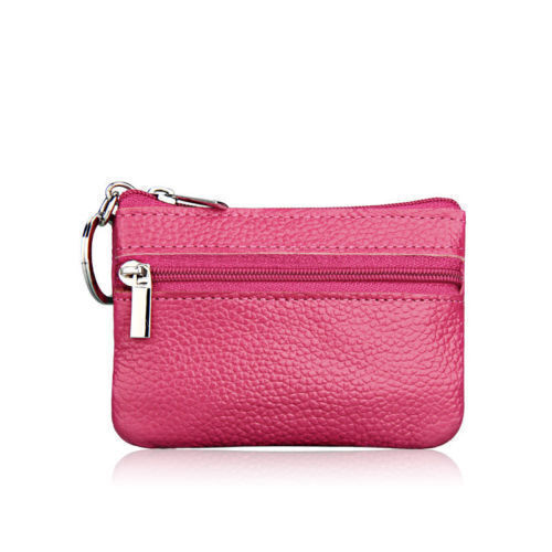 Unisex Women Men Genuine Leather Small Coin Card Key Ring Wallet Pouch Purse . - Picture 10 of 11