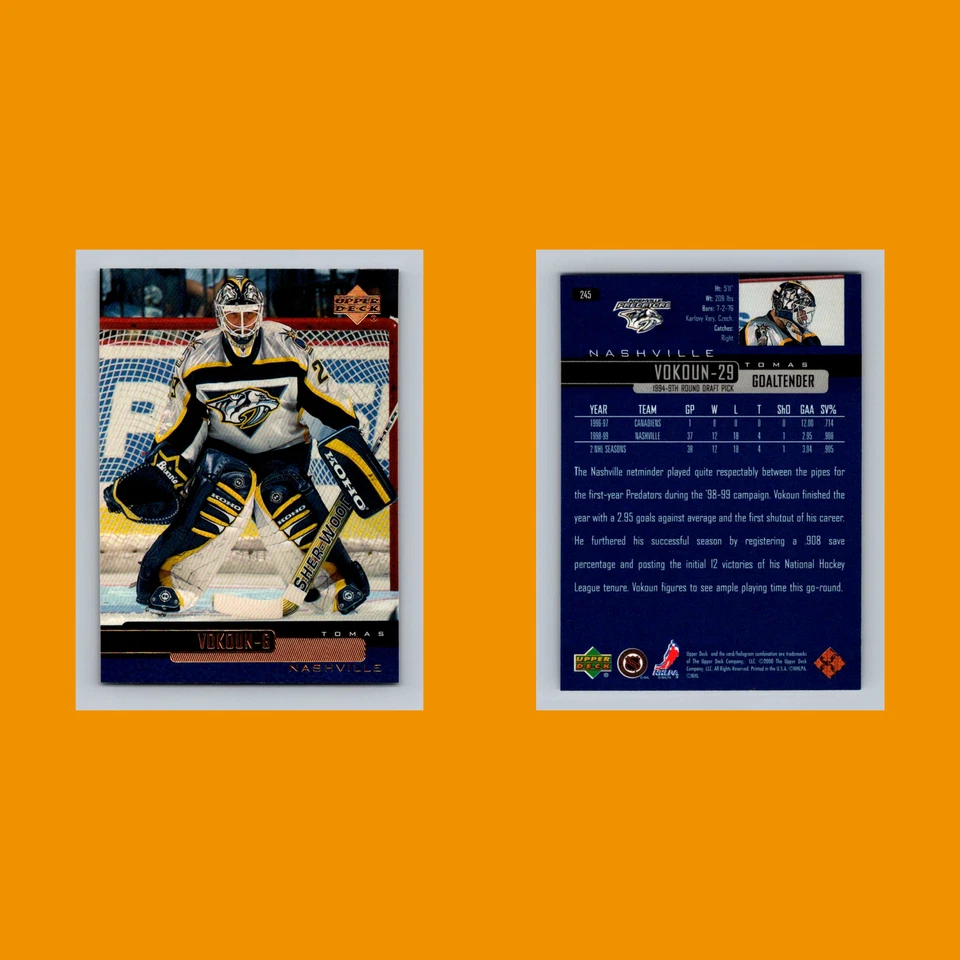 Tomas Vokoun #245 1999 Upper Deck Nashville Predators Hockey Card NHL NM - Image 3 of 3
