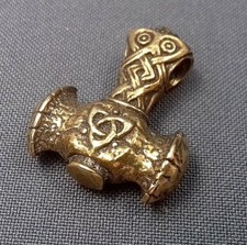 Viking Hammer Bronze Bead Paracord Leather Lanyard Beads Knife Bracelet Pendant