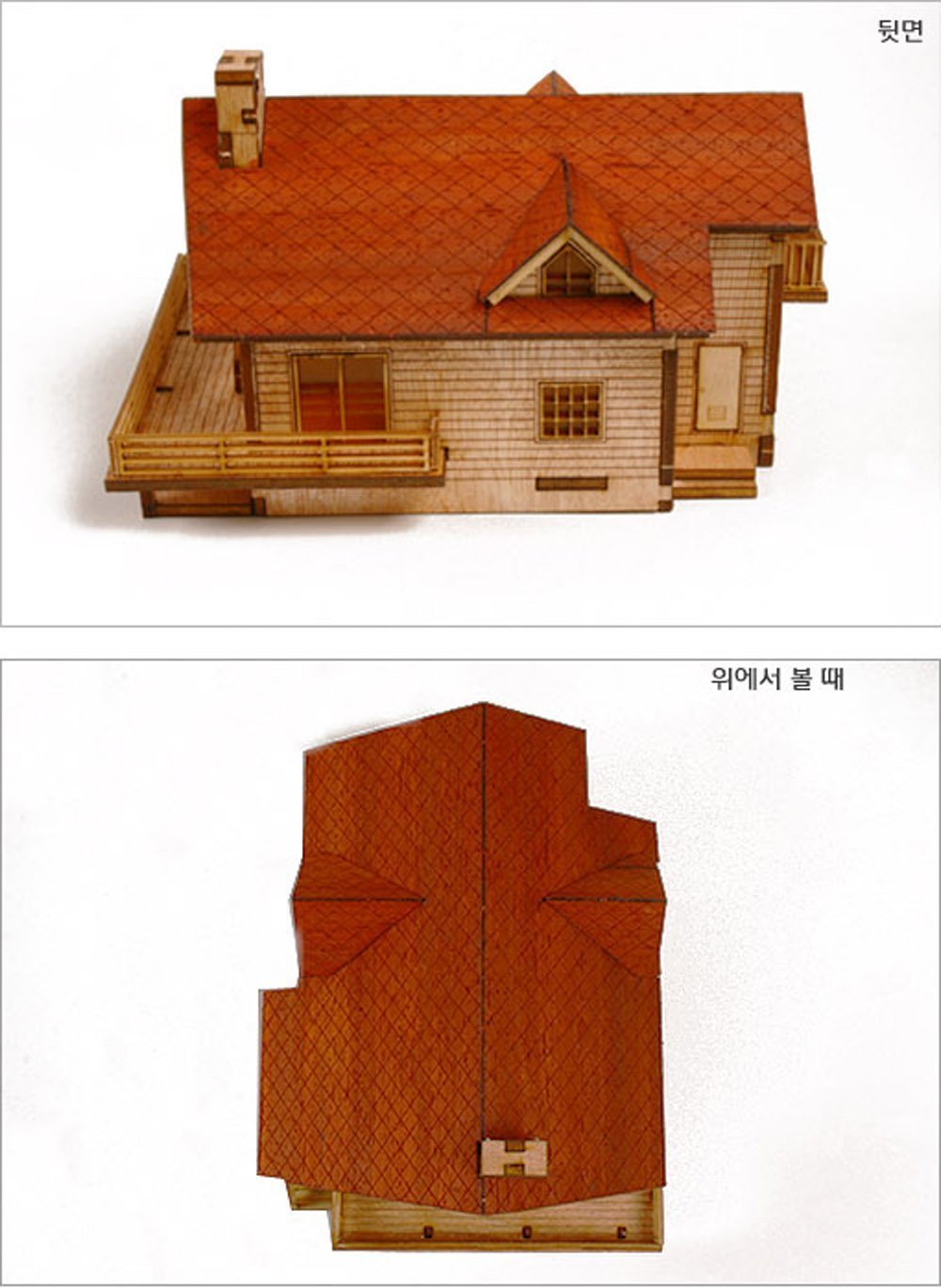 Desktop Wooden Model Kit Garden House A with a large deck by YOUNGMODELER