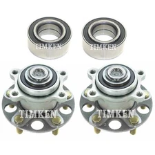 Front and Rear Wheel Bearings & Hubs Kit Timken For Acura TSX Honda Accord FWD