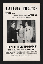 Agatha Christie "TEN LITTLE INDIANS" Alexander D'Arcy 1945 Milwaukee Playbill