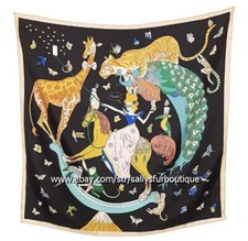 Pure Twill Silk Circus Print Shawl Scarf Bandanna Hand Rolled Collar Necktie 26"