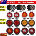 3" 4" Round LED Tail Lights Stop Brake Reverse Lamp Trailer Truck Caravan 12-24V