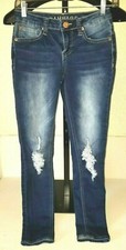 Distressed Rampage Skinny Sophie Mid Rise Size 3 Jrs Blue Jeans