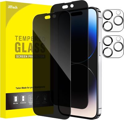 JETech Sichtschutz Full Screen für iPhone 14 Pro 6,1 Zoll mit Kameraschutz