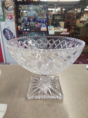Vintage Bohemian 7-1/2''H 9- 3/4''D Cut Crystal Footed Compote Bowl
