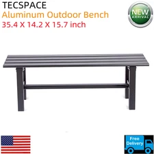 Ginkman 35.4x14.2x15.7 inch Aluminum Outdoor Bench for Park Garden Patio Lounge