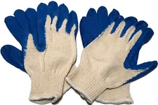 Pair (2) Wonder Glove Blue Palm Heavy Duty Latex Dipped White Knit Work Gloves