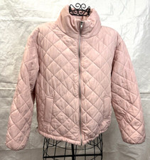 JASON MAXWELL Women's Puffer Polyester Coat Pink Quilted Full Zip Size XL
