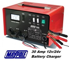 Maypole Heavy Duty Steel 30 Amp 12v/24v Car Van Tractor Battery Charger #MP750