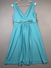 David's Bridal Aquamarine Sleeveless Surplice Neck Wedding Formal Dress Sz 8
