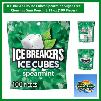 ICE CUBES Spearmint Sugar Free Gum Pouch - 100 Refreshing Minty Cubes