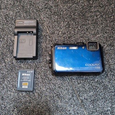 Nikon COOLPIX AW100 Blue Compact Digital Camera with Battery and