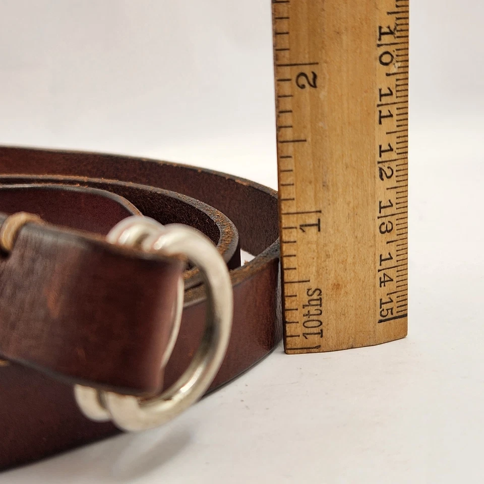 Vintage Y2K Abercrombie & Fitch Brown Leather Belt Medium Double D Adjustable - Image 3 of 4