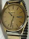Seiko SQ Men's Day-Date Gold Tone Quartz Watch 5Y23-8049 VTG Needs Battery