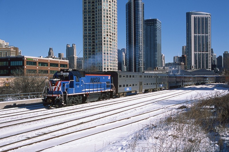 BN ORIGINAL SLIDE METX METRA GP15-1 #13 W/BILEVEL CARS - CHICAGO IL 2026 EX-UP