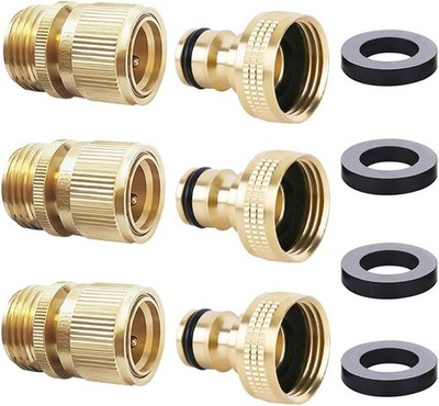 HQMPC Garden Hose Quick Connector Water Hose Quick Connect ¾ inch GHT Brass E...