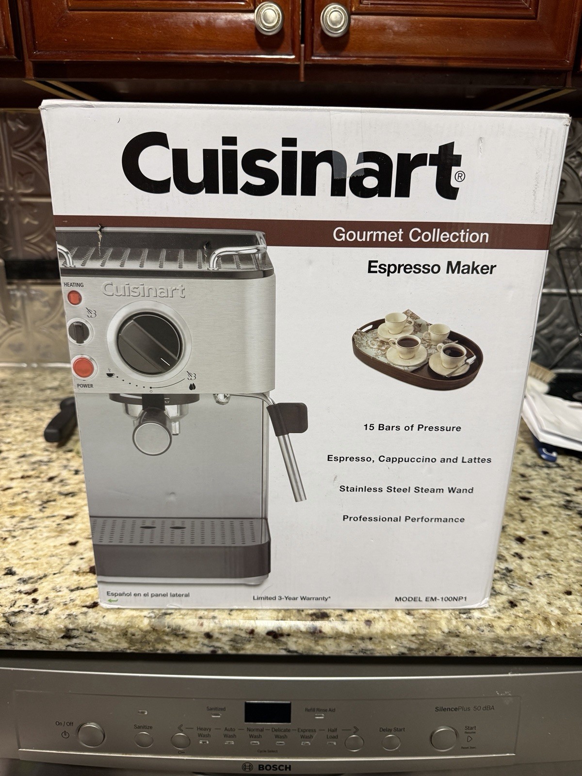 Cuisinart Manual Espresso Maker, 1.66 Quart, EM-100NP1 Stainless Steel 1168