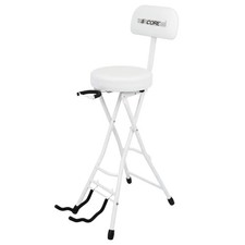 5Core Guitar Stool 3.15" Padded Chair w Backrest Foldable Music Seat w Stand