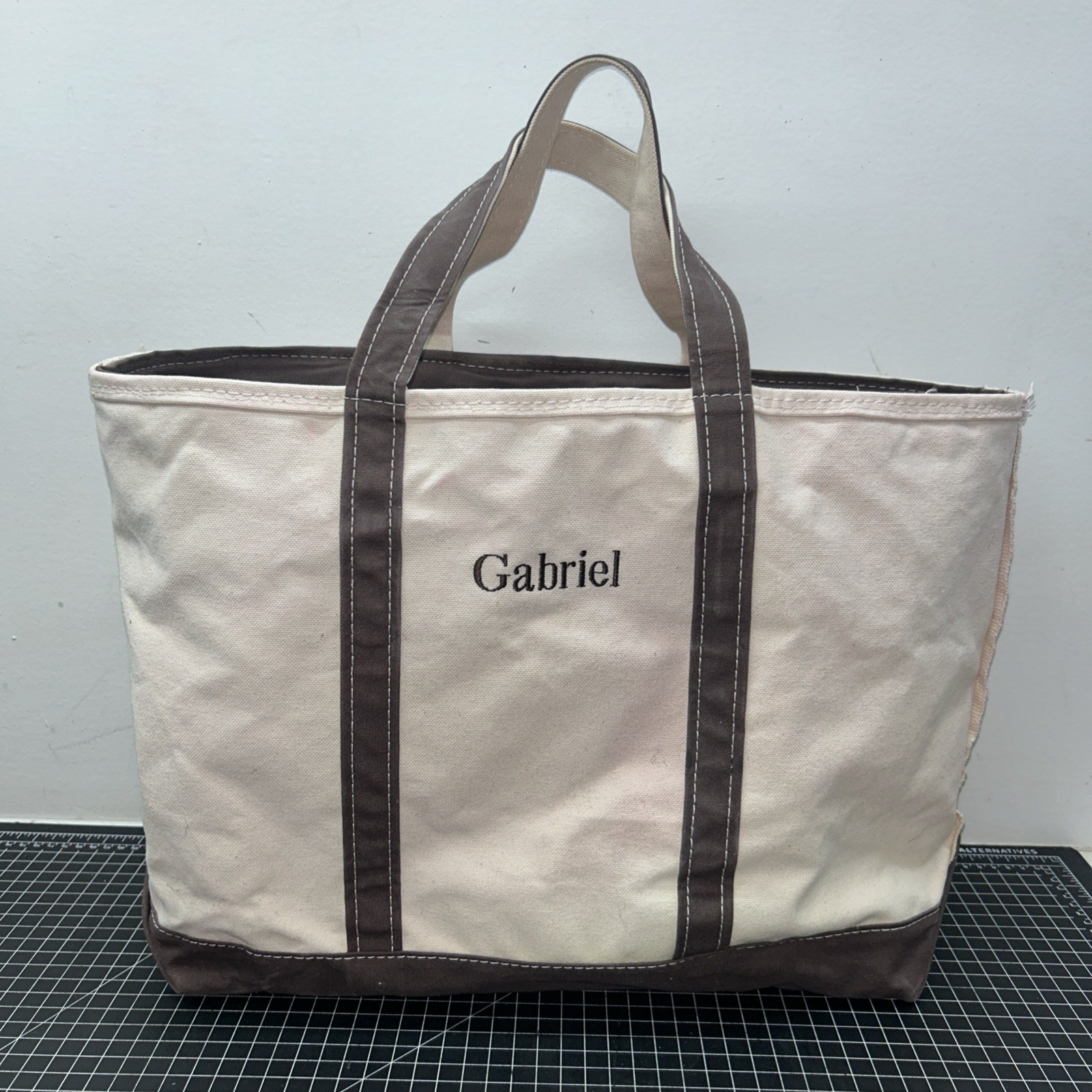 Vintage LL Bean Boat and Tote 18”x14”x8” “Gabriel” Monogram Zip Enclosure