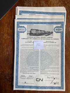 Lagerverkauf 75 Canadian National Railway Co. 1976 $1000 Bond deco VF/VF
