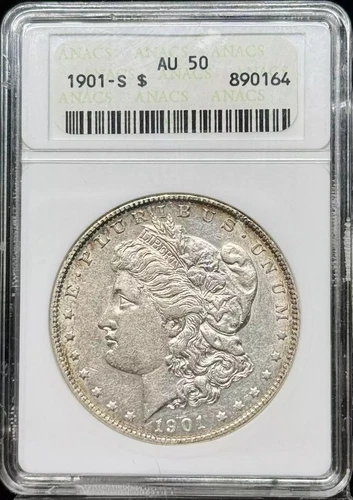 1901 S Morgan Silver Dollar ANACS AU-50