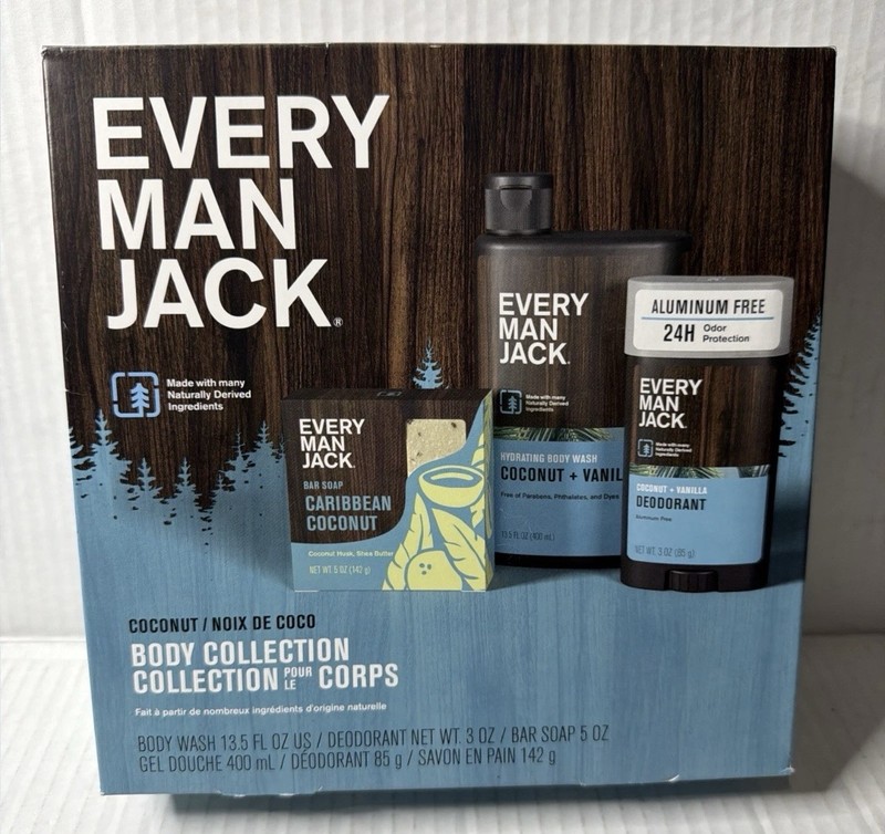Every Man Jack Body Collection Coconut Scent Bodywash Deodorant And Bar Soap