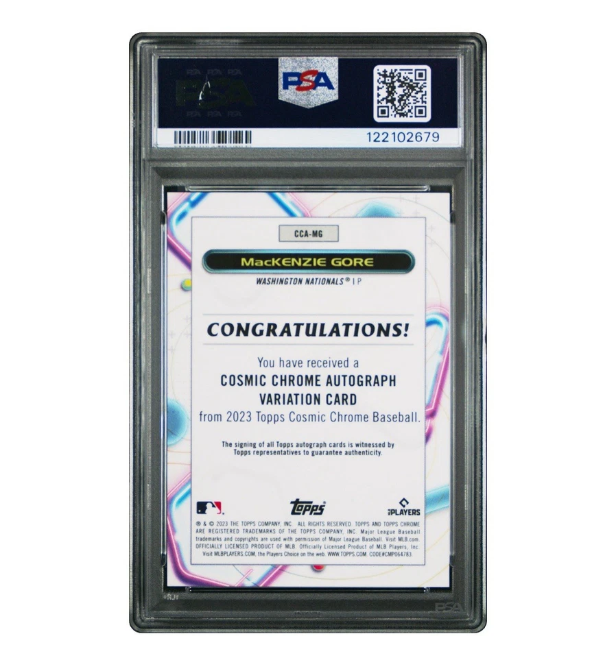 2023 Topps Cosmic Chrome MacKenzie Gore Auto Gold Interstellar PSA 10 - Image 2 of 2